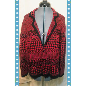 Coldwater Creek Red/Black Nordic Cardigan